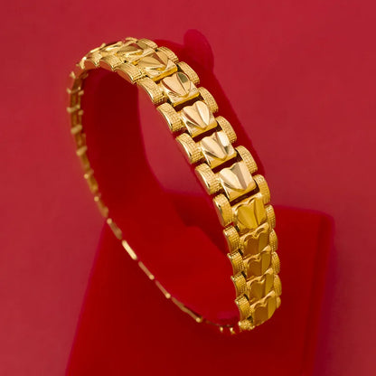 Exquisite Luxury 24K 9999 Pure Gold real gold Love Bracelet Men's Fashion All-match