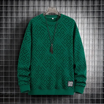 Printed Sweatshirt Men Plus Size Pullovers Oversized Sweater 7XL 8XL Man Tops Clothing