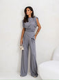 Elegant 2-Piece Summer Suit Wide Leg Pants Set