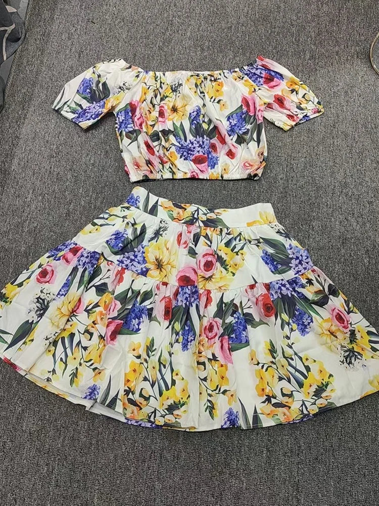 Spring and Summer Women's New Printed Two-Piece Suit