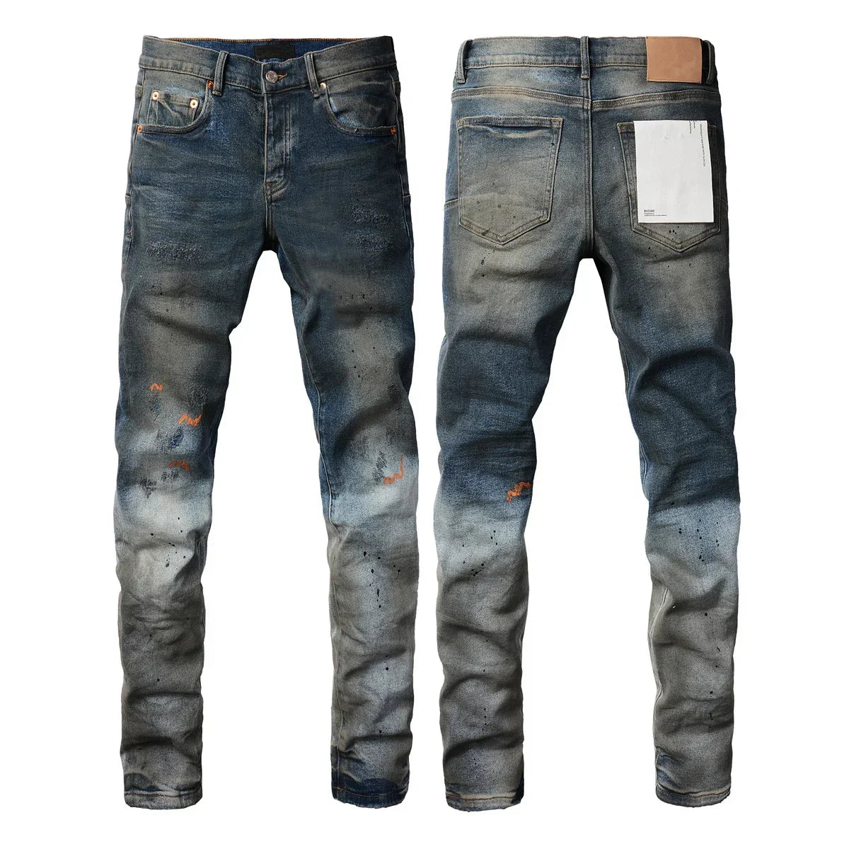 Men's Luxury Distressed Black Streetwear High Stretch Skinny Button Fly Ripped Jean Pants