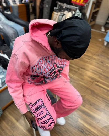 American Street Hip-hop Retro Personalized Letter Pattern Fashionable Versatile Unisex Suit  Loose Sweatshirt