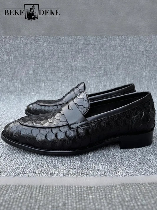 Fashion  Snake Skin Derby Loafers  Dress Shoes High Quality Handmade Business Style