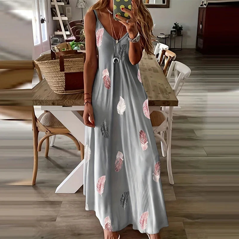8-Colour Chic V-Neck Maxi Dress Casual Comfort