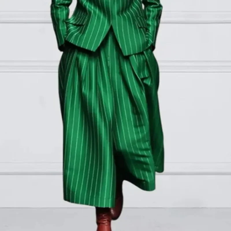 Women’s New Vintage Blazer Set Striped Trousers + Jacket Suit