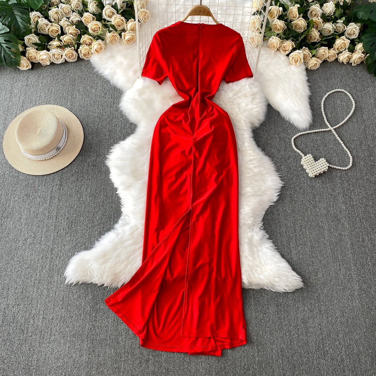 Sexy Elegant chic Three-dimensional slim Dress Casual Beach Party  Dress