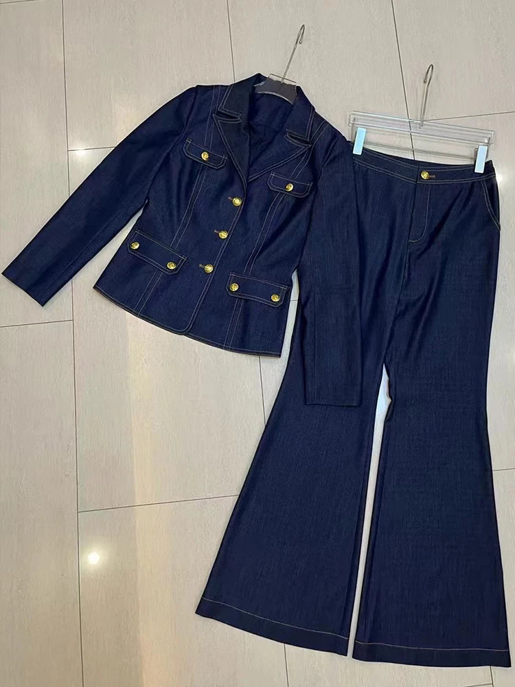 Fashion Casual Women's Suit Spring New Temperament Single-breasted Two-Piece Suit