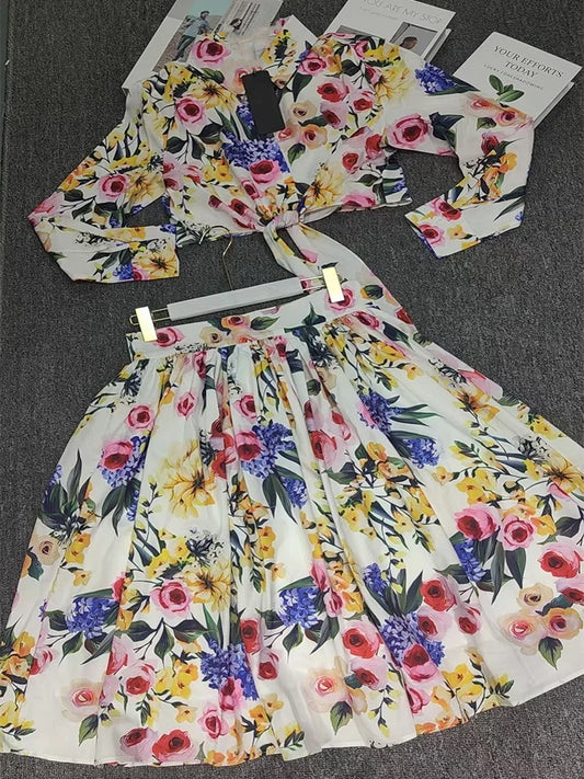 Spring and Summer Women's New Printed Two-Piece Suit