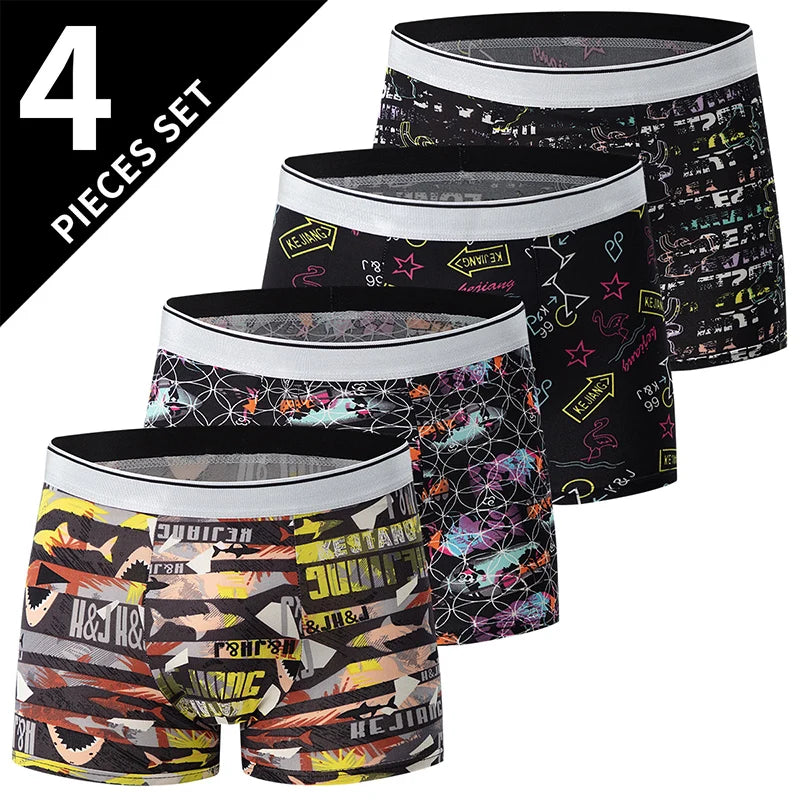 4/5Pcs European and American Plus Sizes MEN Underwear Trunks