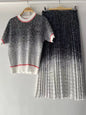 Retro 2025 Women’s Spring/Summer Striped Knit Top & Skirt Set | Vintage Style Outfit