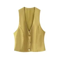 Elegant Women Vest Pants Set Solid Sling V-neck Backless Tops Belt Zipper Wide Leg Long Trouser Lady Suit