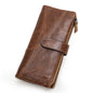 Genuine Leather Men's Long Wallet With Phone Bag Zipper Coin Pocket Purse Male Clutch