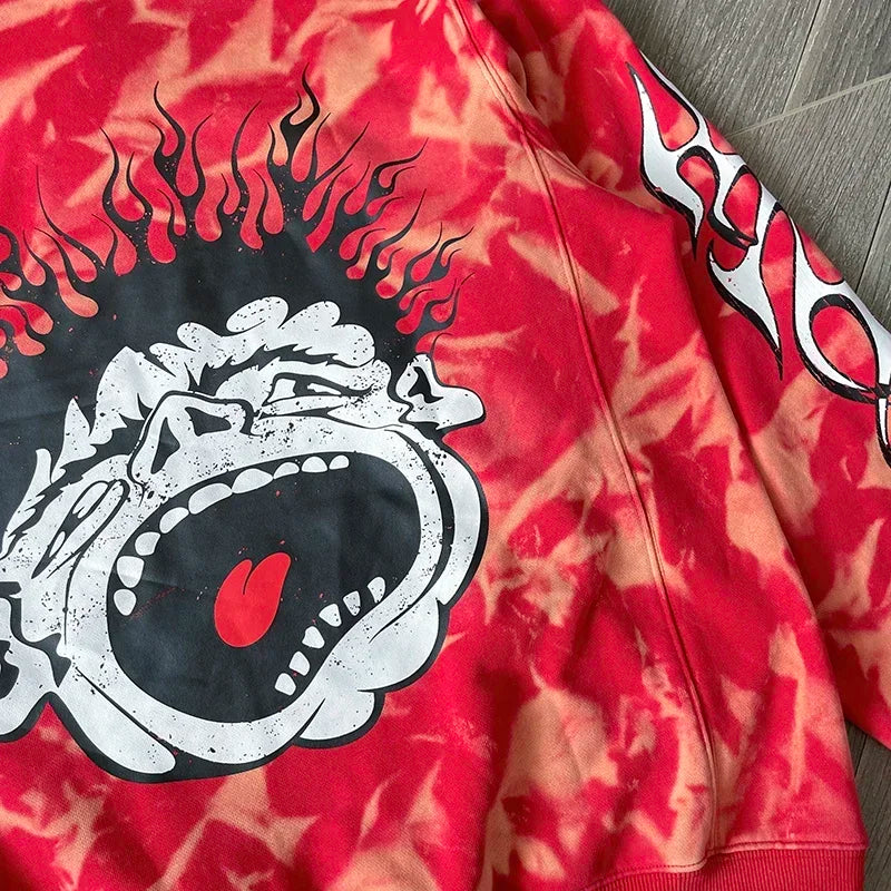 HS Records Red Bleached red casual Hoodie