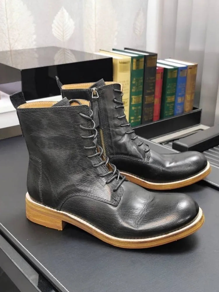 Handmade Durable British Style Genuine  Leather Boots for Men