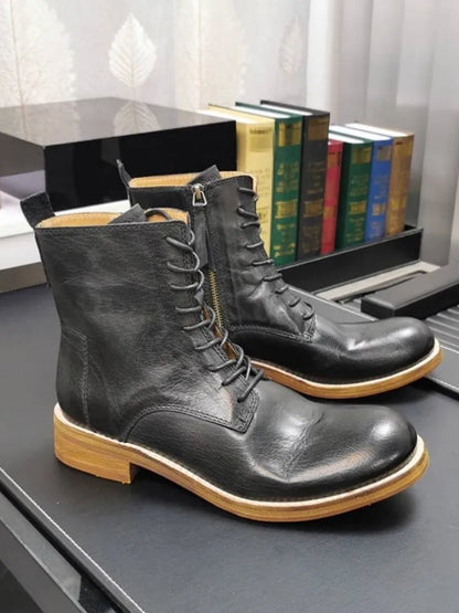 Handmade Durable British Style Genuine  Leather Boots for Men