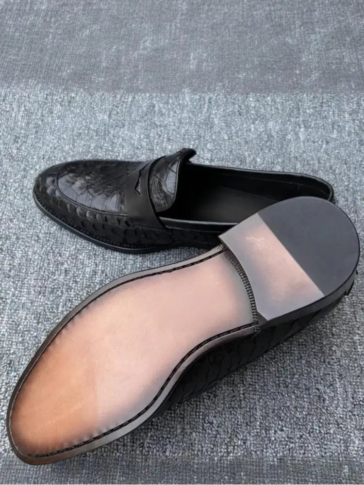 Fashion  Snake Skin Derby Loafers  Dress Shoes High Quality Handmade Business Style