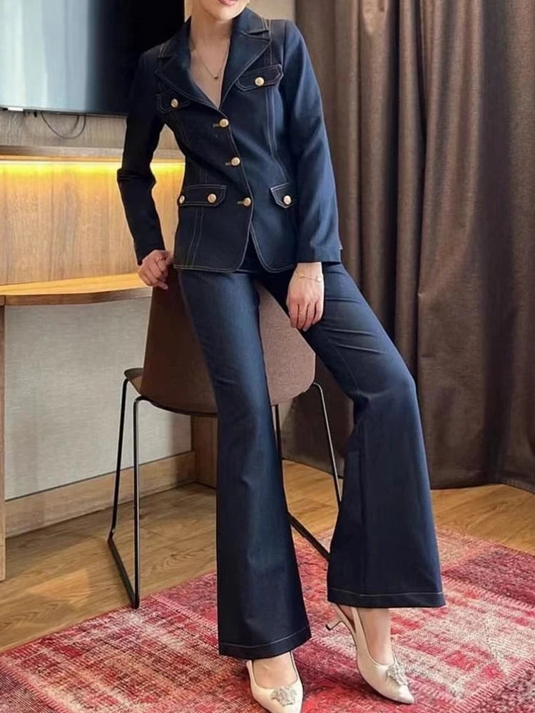 Fashion Casual Women's Suit Spring New Temperament Single-breasted Two-Piece Suit