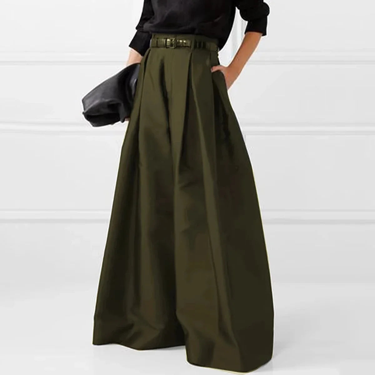 Female Stylish Solid Color Oversize Pants 2025 New Wide Leg Casual Trousers No Belt