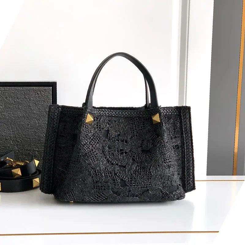 Embroidered Beach Bag High Quality Woven Fashion Large Capacity Tote Bag 2025
