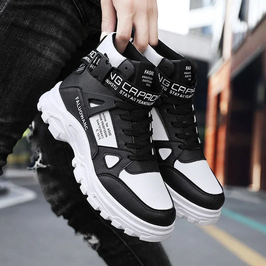 High-Top Men’s Casual Leather Shoes High Quality Handmade No-Slip Boots