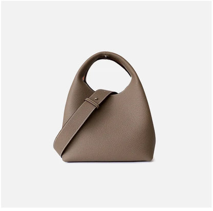 Patchwork Style Women Bucket Bag Lychee Texture Cowhide Luxury   Bag High Grade Ladies Handbag