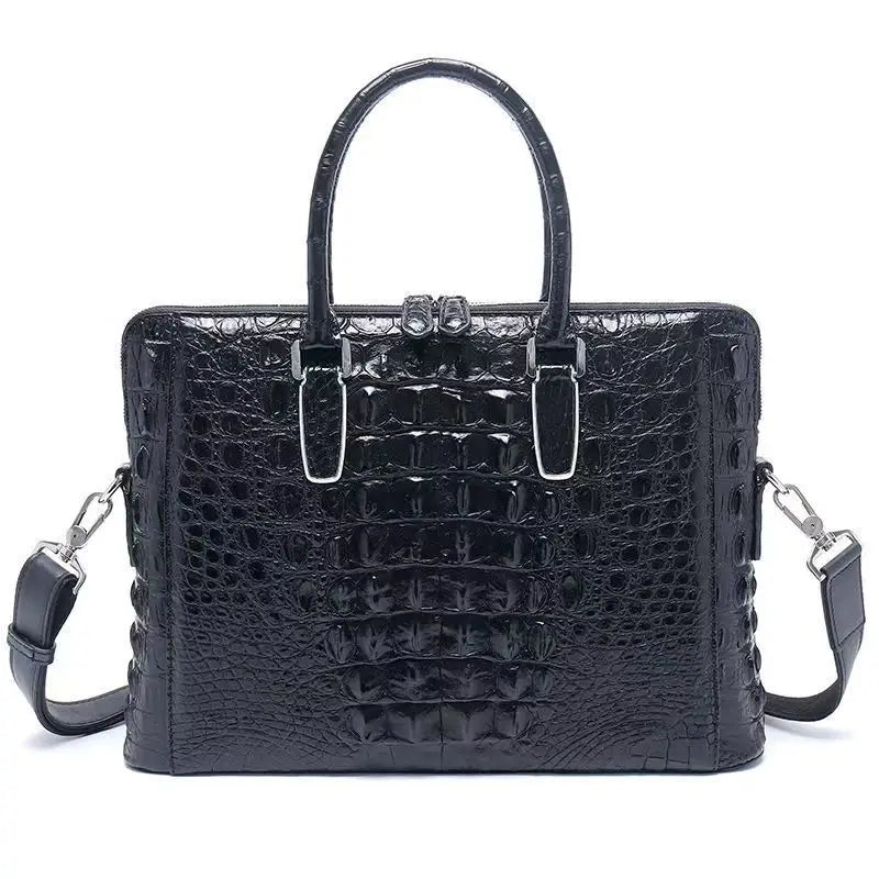 2025 Natural Crocodile Skin Men's Handbag, Shoulder Bag