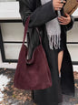 Travel-Ready Elegant Winter Purse Tote High Class Matte Suede Wool Shoulder