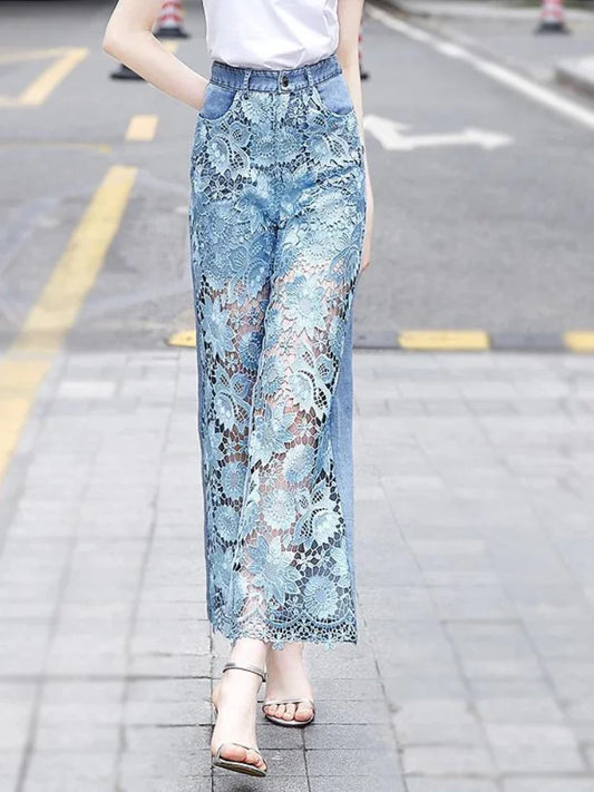 Elegant Hollow Out Summer Lace Pants Fashion 2025