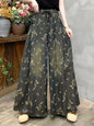 Vintage Luxury Wide-Leg Floral Leisure Jeans for Women