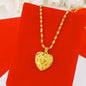 24K Gold Butterfly Heart-Shaped Pure AU999  Necklace