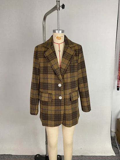 2025 New Urban Lady Classic Retro Plaid Woolen Jacket