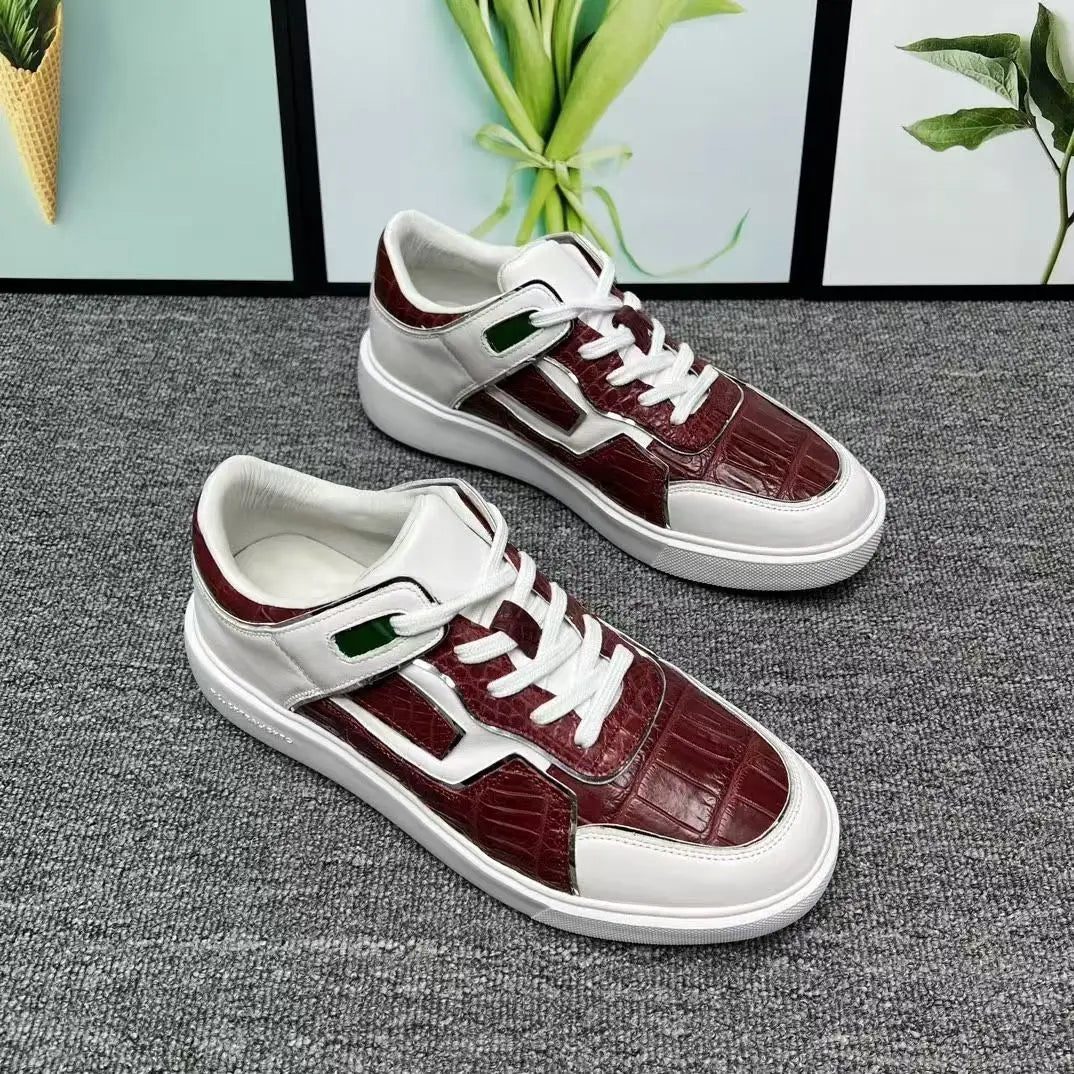2025 New Arrival Crocodile Skin causal shoes men Genuine leather sneakers