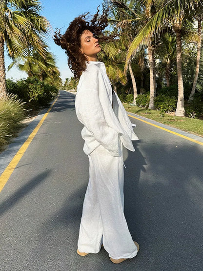 Cotton Linen Shirt and Pants Set New 2025