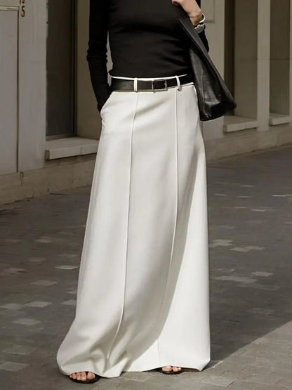 Office Lady Formal Solid Color H-line Skirts 2025 New Spring Summer Casual Elegant Long Skirt For Women