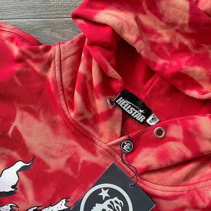 HS Records Red Bleached red casual Hoodie