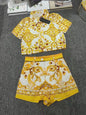 Luxury Summer Two-Piece Set Elegant Geometric Print Outfit