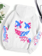 Happy Day Graffiti Print Women Hoodie Oversize Street Hip-Hop Hoody Fashion