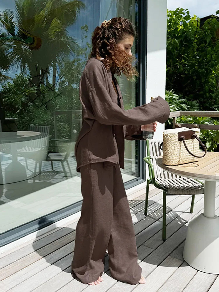 Cotton Linen Shirt and Pants Set New 2025