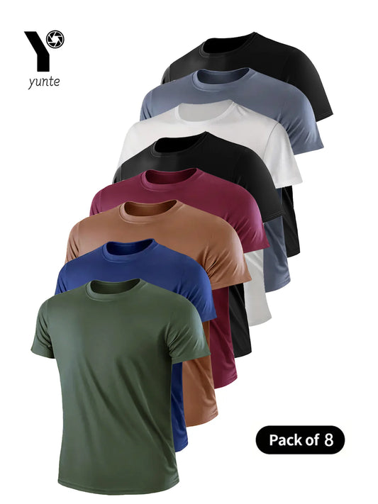 8-Pack Men’s Quick-Dry Tees 8-Color Set