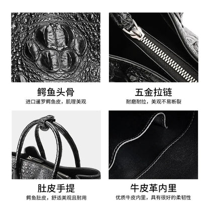 2025 Women Handbags Crocodile Skin Casual Zipper Tote Purse Large Capacity Real Leather Bags