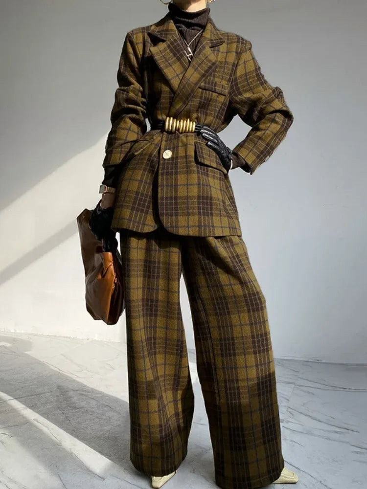 2025 New Urban Lady Classic Retro Plaid Woolen Jacket