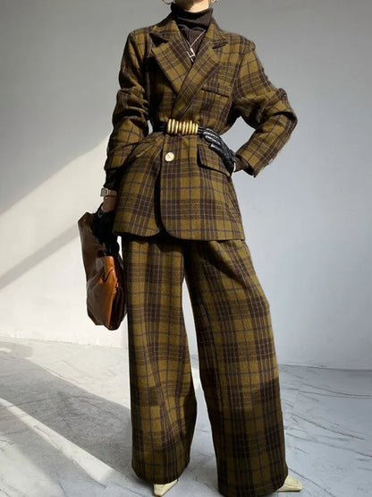 2025 New Urban Lady Classic Retro Plaid Woolen Jacket