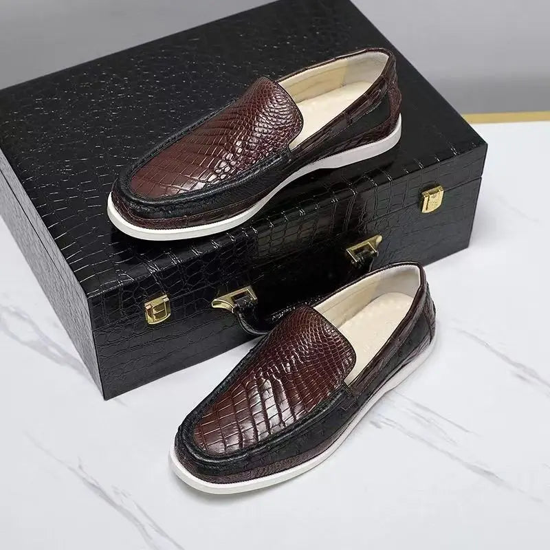 2025 New Arrival Fashion Crocodile Skin Causal Shoes Men