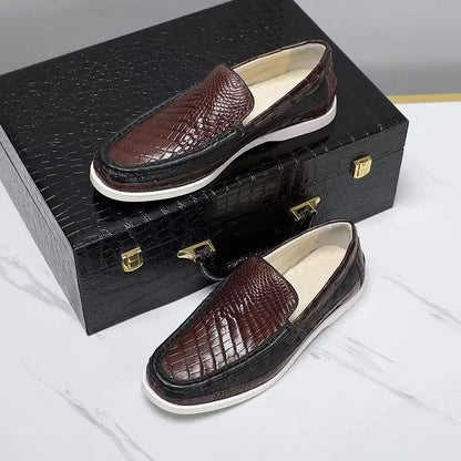2025 New Arrival Fashion Crocodile Skin Causal Shoes Men