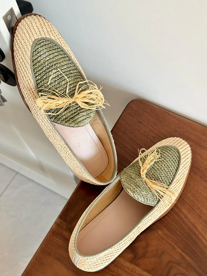 Handmade Breathable Summer Dress Shoes Straw Weave Comfortable & Colorful
