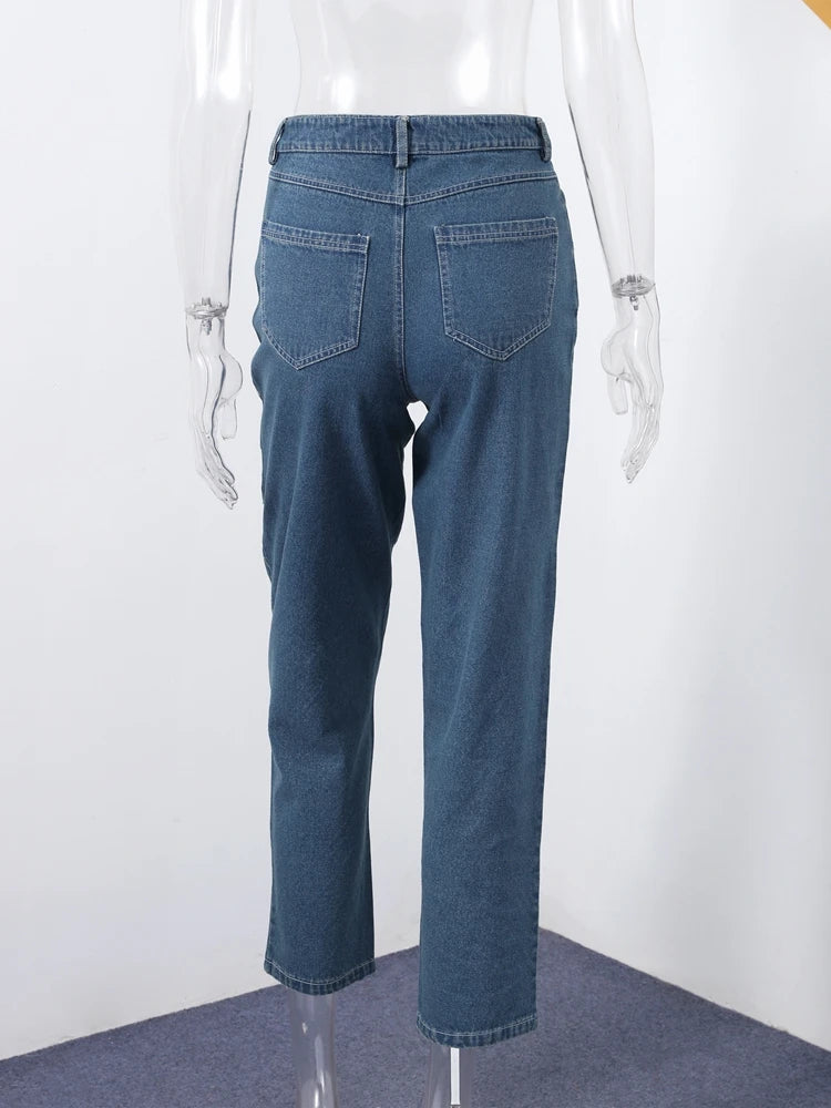 Trendy Shiny Denim Jeans Pant With Rhinestones For Women Diamond-Patterned Trousers