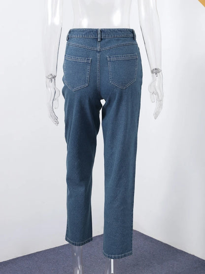 Trendy Shiny Denim Jeans Pant With Rhinestones For Women Diamond-Patterned Trousers