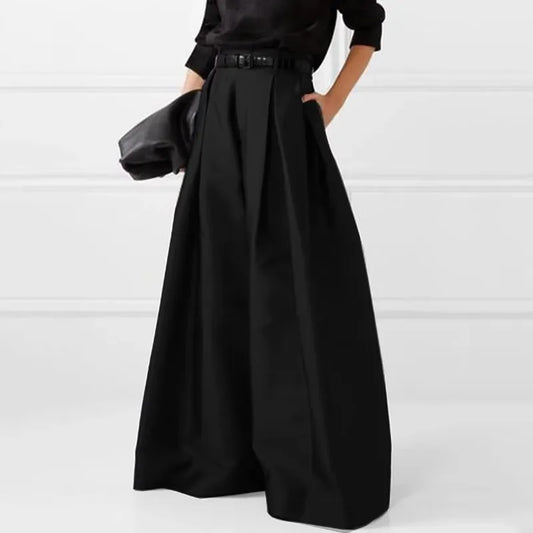 Female Stylish Solid Color Oversize Pants 2025 New Wide Leg Casual Trousers No Belt