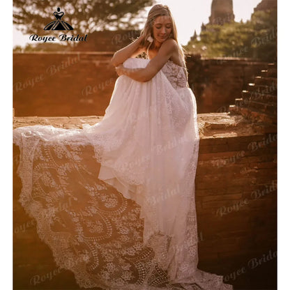 Sexy 2025 Boho Lace Wedding Dress Open Back Customized