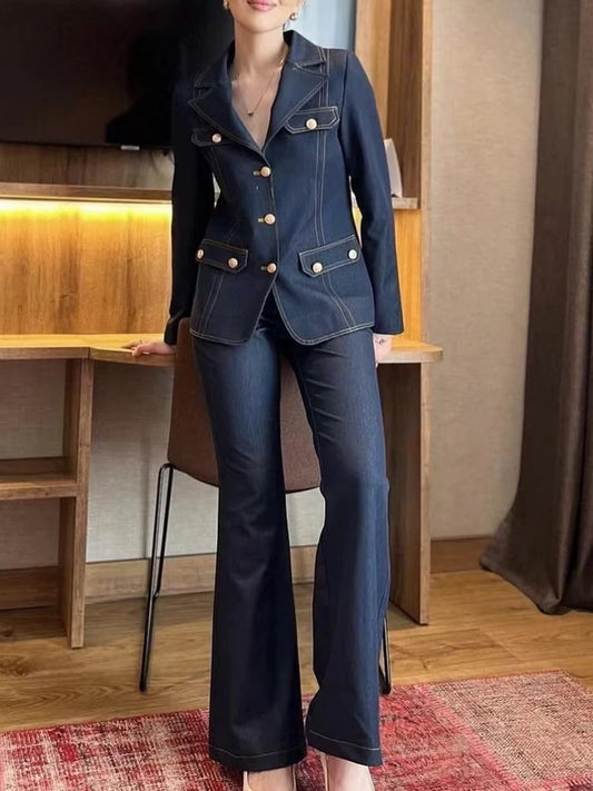 Fashion Casual Women's Suit Spring New Temperament Single-breasted Two-Piece Suit